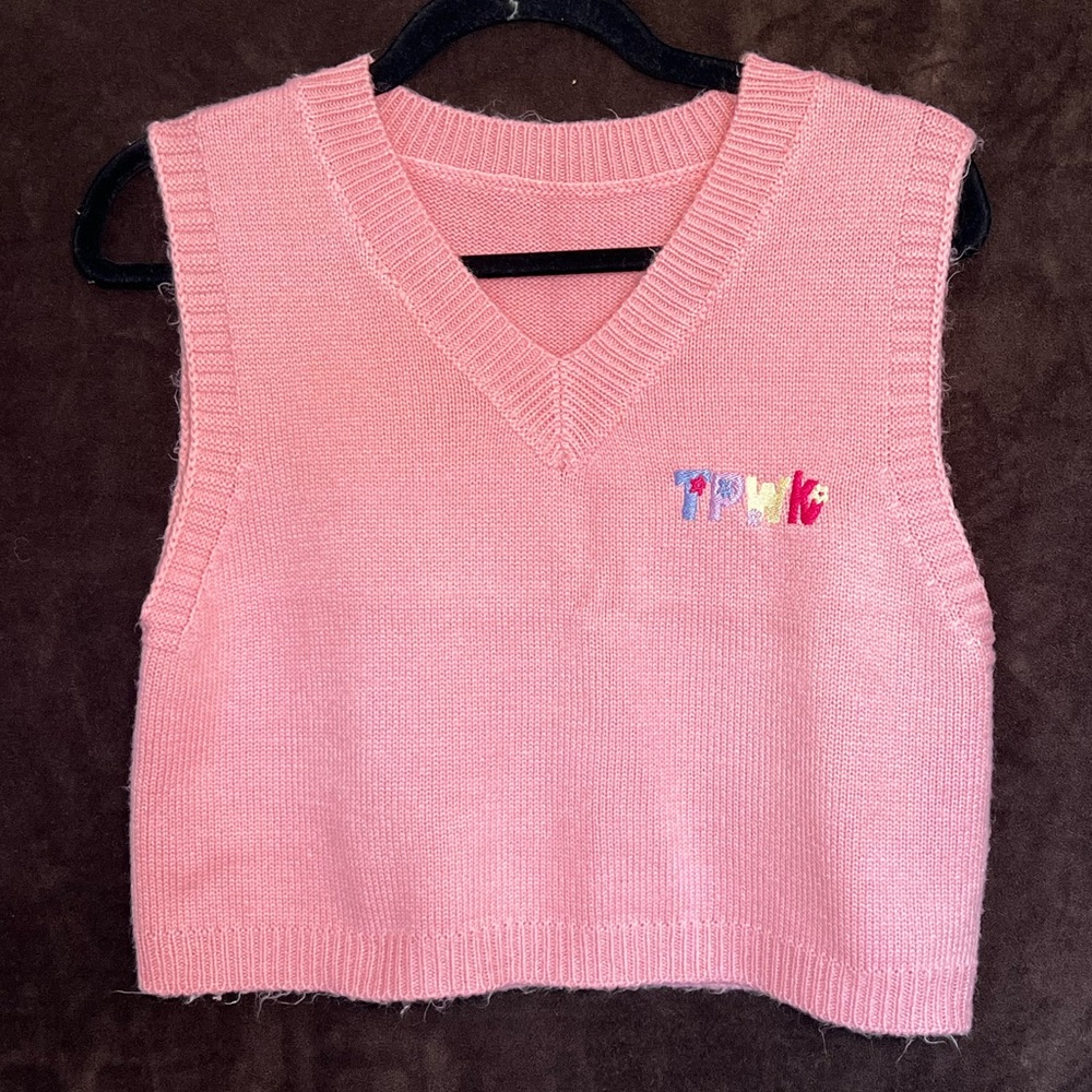 Pink TPWK Sleeveless Knit Sweater Vest